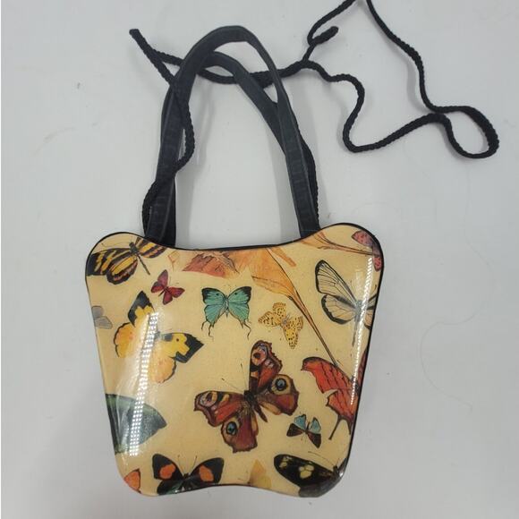 Angela Frescone Vintage Butterfly Crossbody Bag Double Handle 90s‎ Handbag Rare - Picture 5 of 10